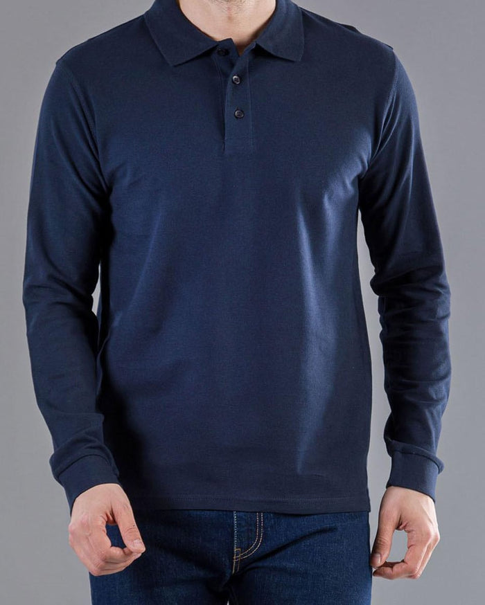 Unisex Μακρυμάνικη Μπλούζα Polo Basic Line 6 Αποχρώσεις