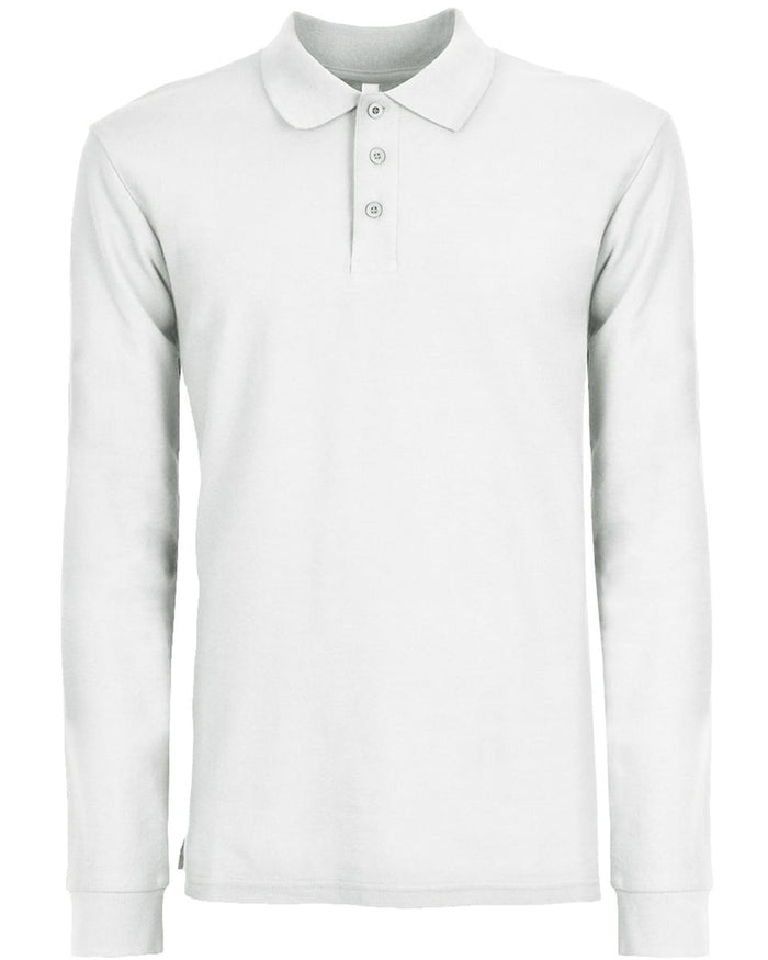 Unisex Μακρυμάνικη Μπλούζα Polo Basic Line 7 Αποχρώσεις-Άσπρο-Small