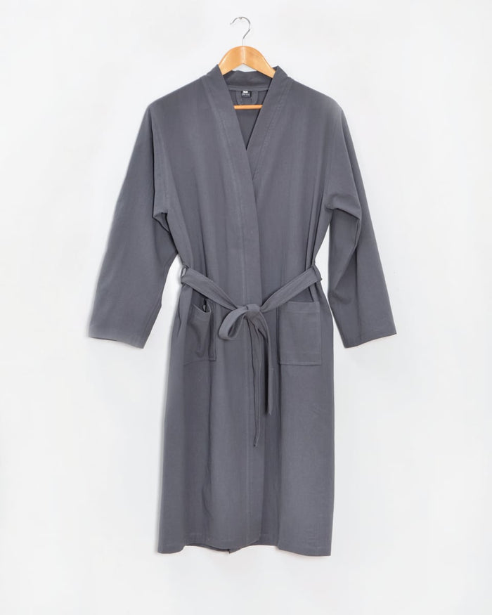 Μονόχρωμη Ρόμπα Stonewashed Luxury σε 7 Αποχρώσεις-Ανθρακί-Medium