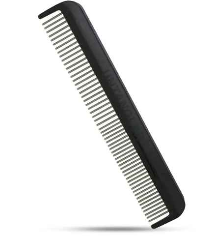 Untangler Pet Comb with Rotating Teeth, black handle, angled view