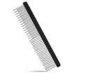 Black Untangler shedding comb with alternating long and short staggered rotating teeth, angled view