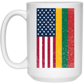 USA Lithuanian Flag - 15 oz. White Ceramic Mug - Lithuania Strong