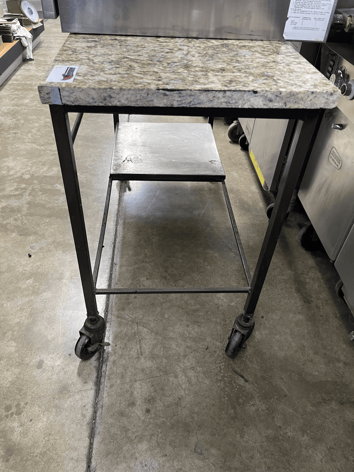 Used 1" Thick Marble Top Table with Caster Wheels - Falcon Restaurant Supply - 1