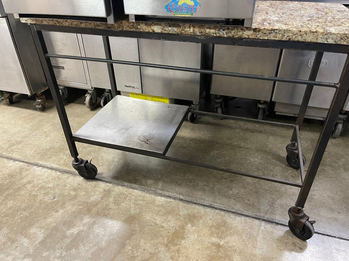 Used 1" Thick Marble Top Table with Caster Wheels - Falcon Restaurant Supply - 3