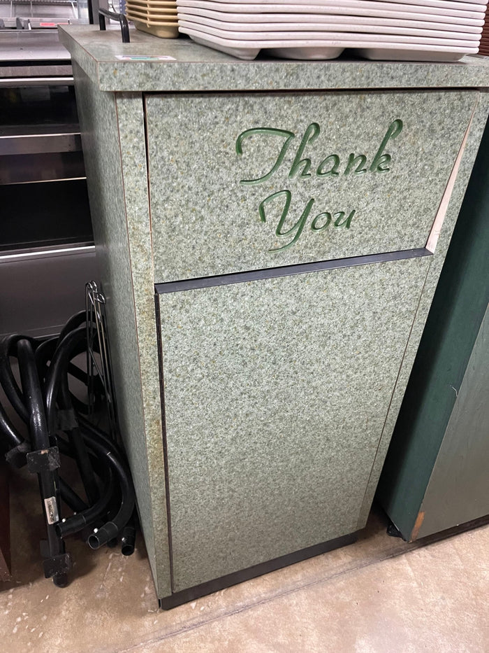 Used 22.75" x 22.75" Green Marbled Laminate Trash Can Receptacle. - Falcon Restaurant Supply - 1