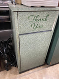 Used 22.75" x 22.75" Green Marbled Laminate Trash Can Receptacle. - Falcon Restaurant Supply - 1