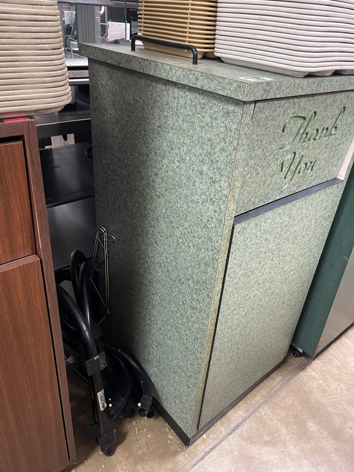 Used 22.75" x 22.75" Green Marbled Laminate Trash Can Receptacle. - Falcon Restaurant Supply - 2