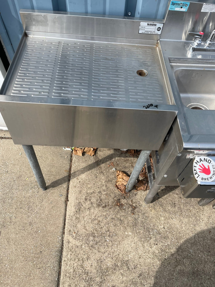 Used 24" Krowne Stainless Steel Under Bar Drainboard - SS107 - Falcon Restaurant Supply - 2