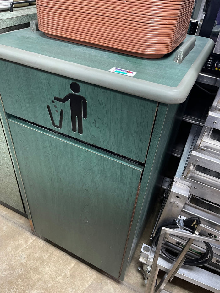 Used 25.5" x 25.5" Green Wood Grain Trash Can Receptacle - Falcon Restaurant Supply - 3