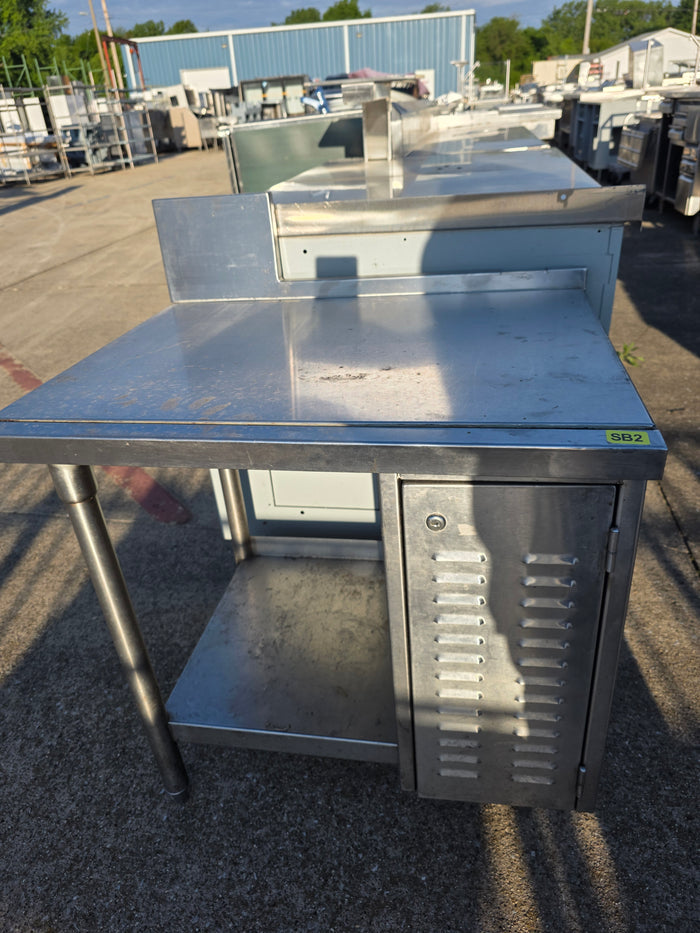 Used 30"X 24.75" X 30" Stainless Steel Table with Shelf and Small Cabinet - SB2 - SS360
