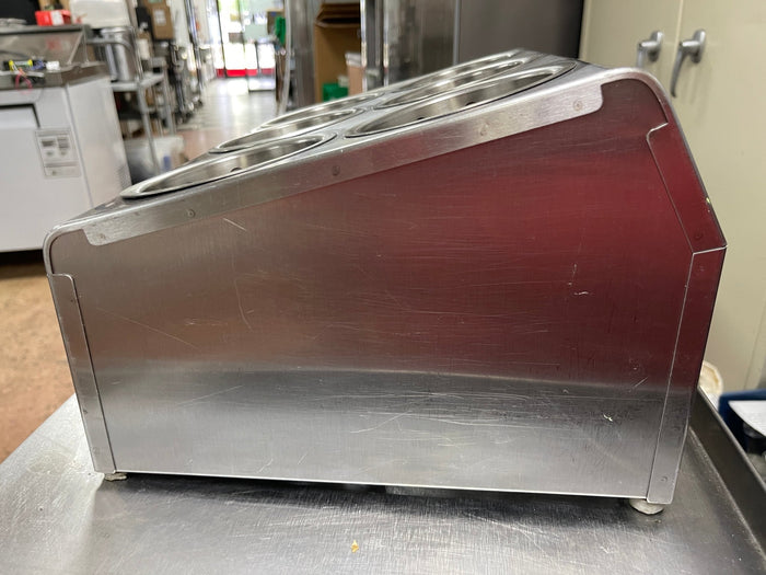 Used 6 Hole Stainless Steel Flatware Organizer with Perforated Stainless Steel Cylinders - JD - Falcon Restaurant Supply - 5