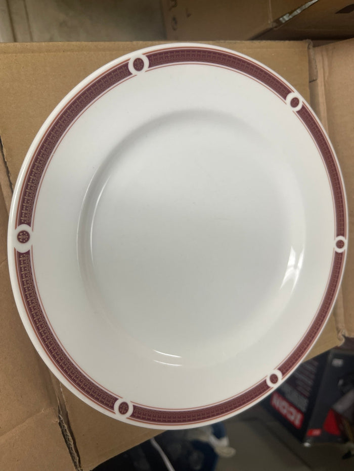 Used 9" Steelite Ambassador Burgundy China Plates Case of 24 - Falcon Restaurant Supply - 1