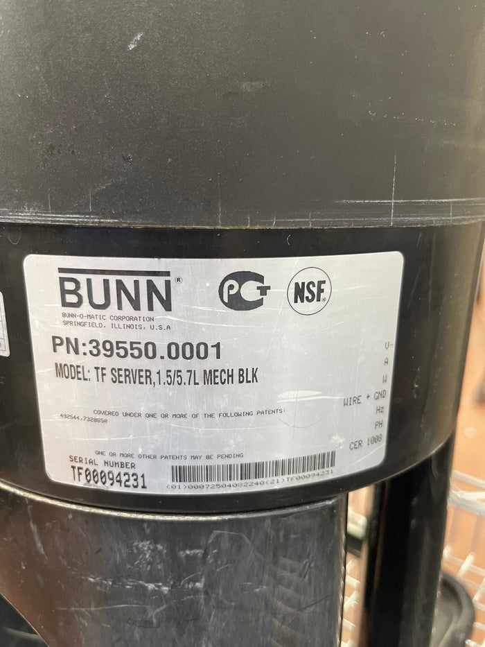 Used Bunn 1.5 Gallon Thermofresh Coffee Server Dispenser Black 39550.0001 - Falcon Restaurant Supply - 4