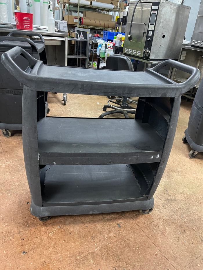 Used Carlisle 3 Shelf Black Utility / Bus Cart 300 lb. Capacity - SS338 - Falcon Restaurant Supply - 1