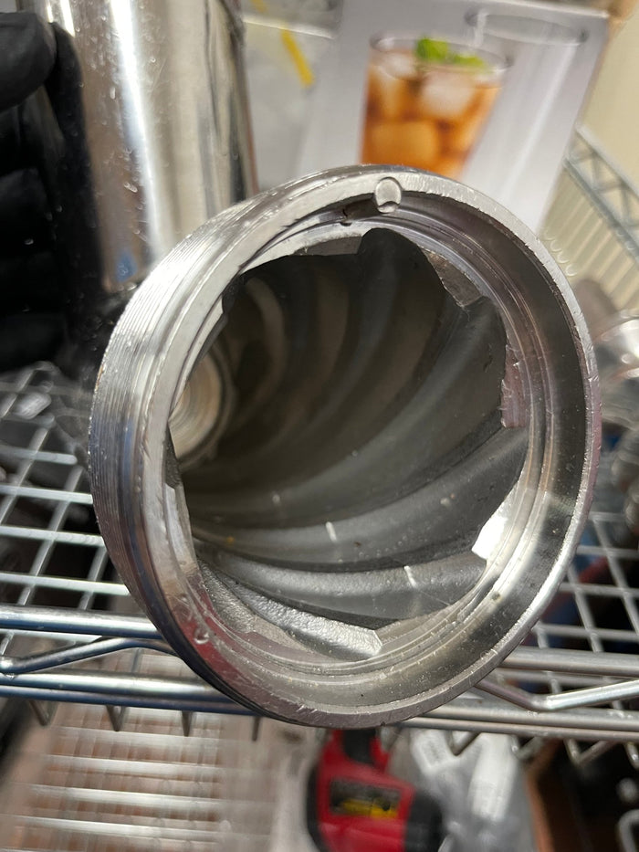 Used Commercial Meat Grinder Housing Assembly with Bushing - Falcon Restaurant Supply - 3