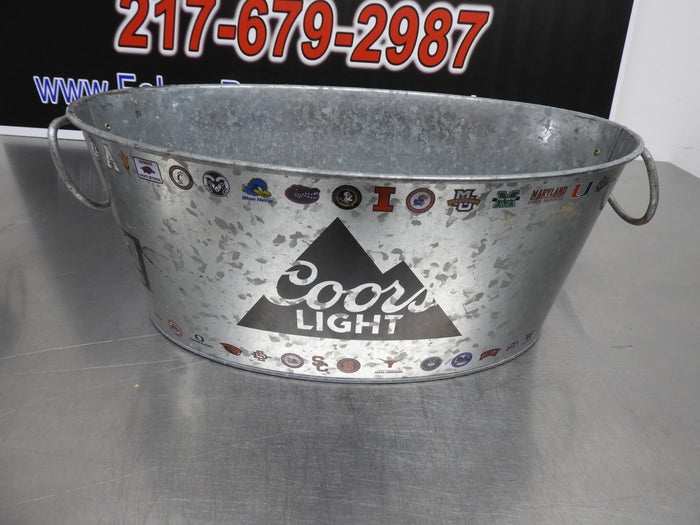 Used Coors Light Galvanized College Teams Oval Beer Bucket - Falcon Restaurant Supply - 1