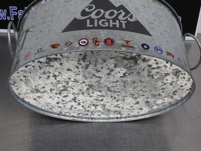 Used Coors Light Galvanized College Teams Oval Beer Bucket - Falcon Restaurant Supply - 3