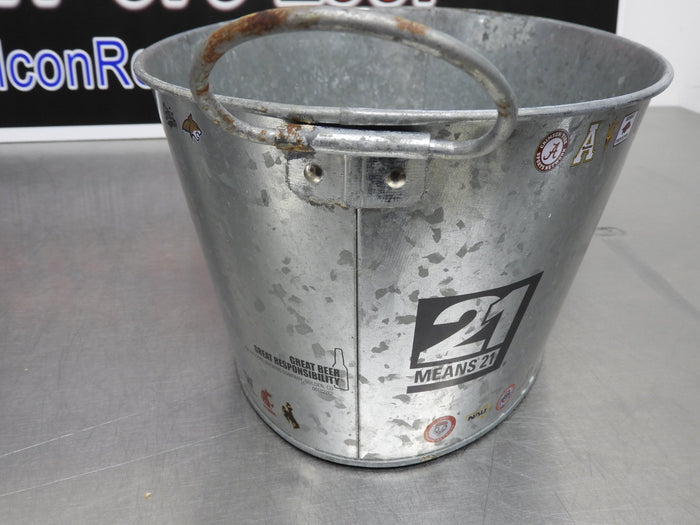 Used Coors Light Galvanized College Teams Oval Beer Bucket - Falcon Restaurant Supply - 6