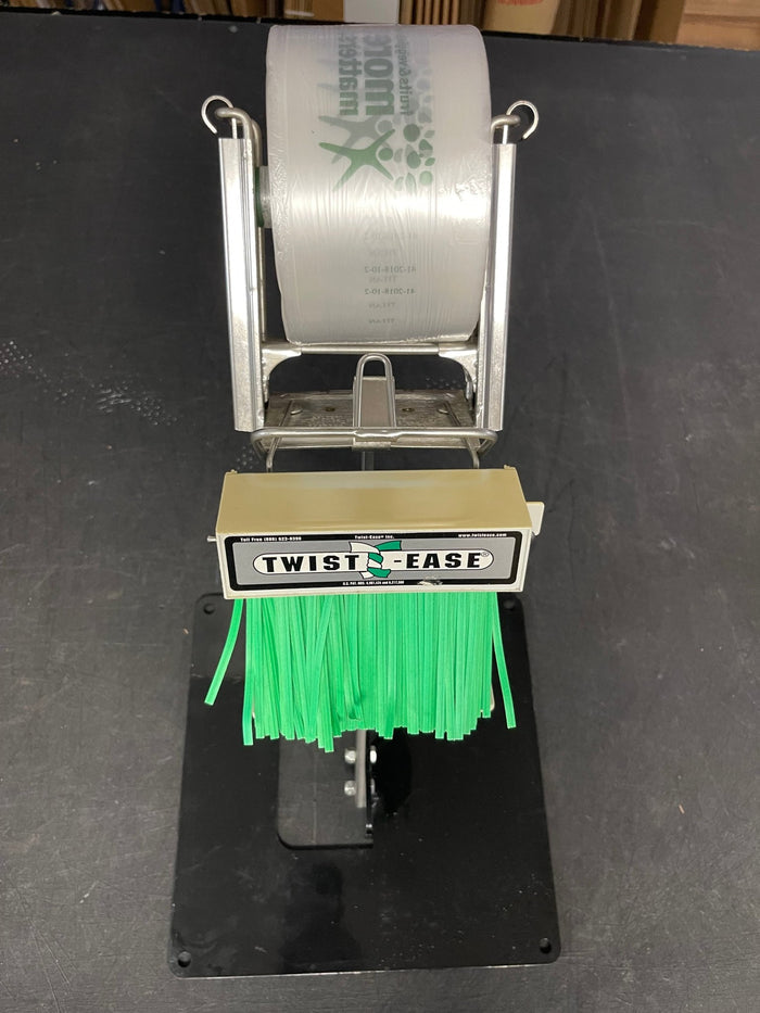 Used Crown Poly Pull N Pak Produce Bag Dispenser with Twist Ease Tie Dispenser and Stand - Falcon Restaurant Supply - 4