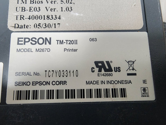 Used EPSON TM - T20II M267D Printer works with Toast POS - Falcon Restaurant Supply - 3