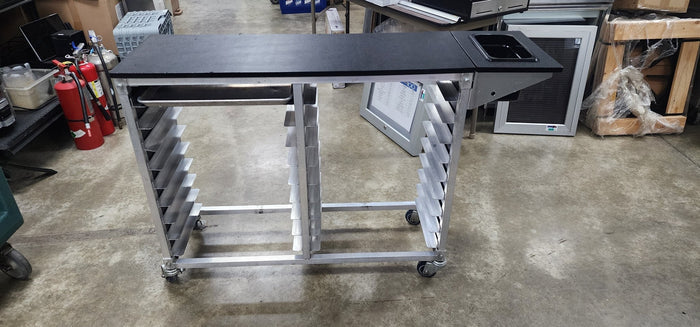 Used Half Size Sheet Pan Cart w/Tray 50.5" L x 14" W x 34" H - Falcon Restaurant Supply - 1