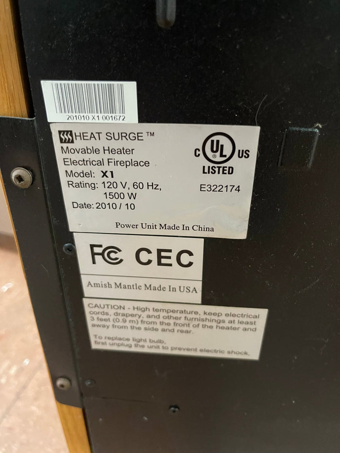 Used Heat Surge X1 Movable Electric Fireplace Heater - Falcon Restaurant Supply - 3