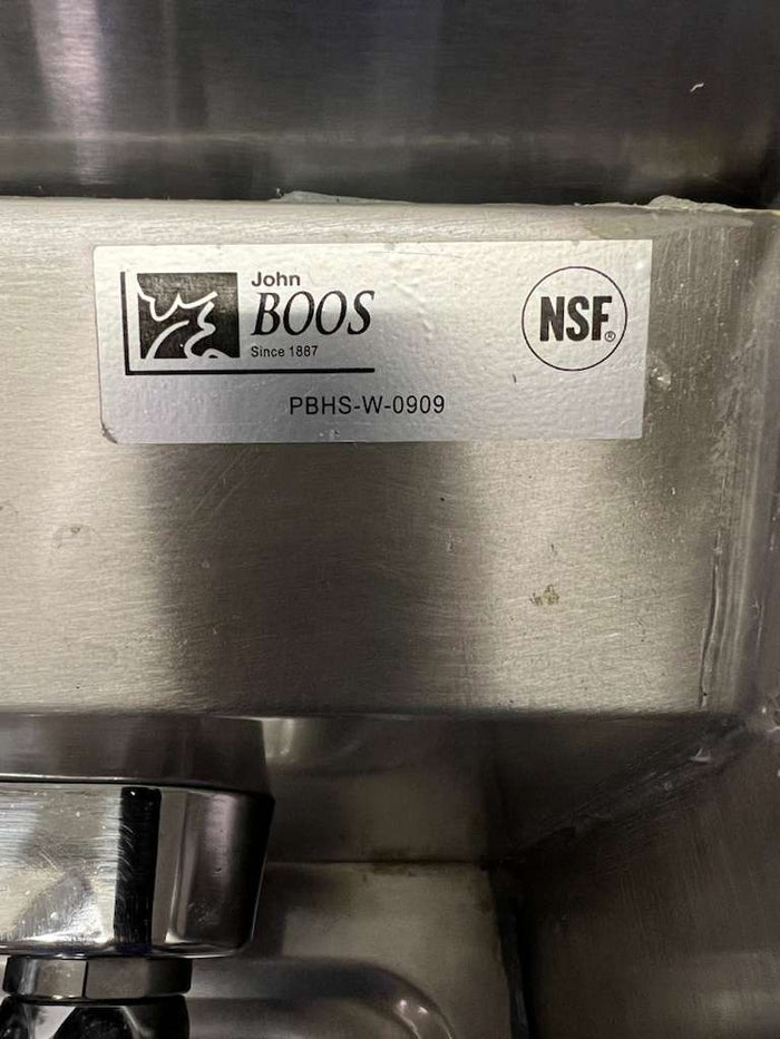 Used John Boos PBHS - W - 0909 Stainless Steel Hand Sink with Faucet - Falcon Restaurant Supply - 6