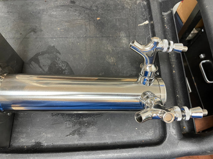 Used Krome Dispense 3" Stainless Double Beer Tower Bar Tap w/ Clamp Base - Falcon Restaurant Supply - 3