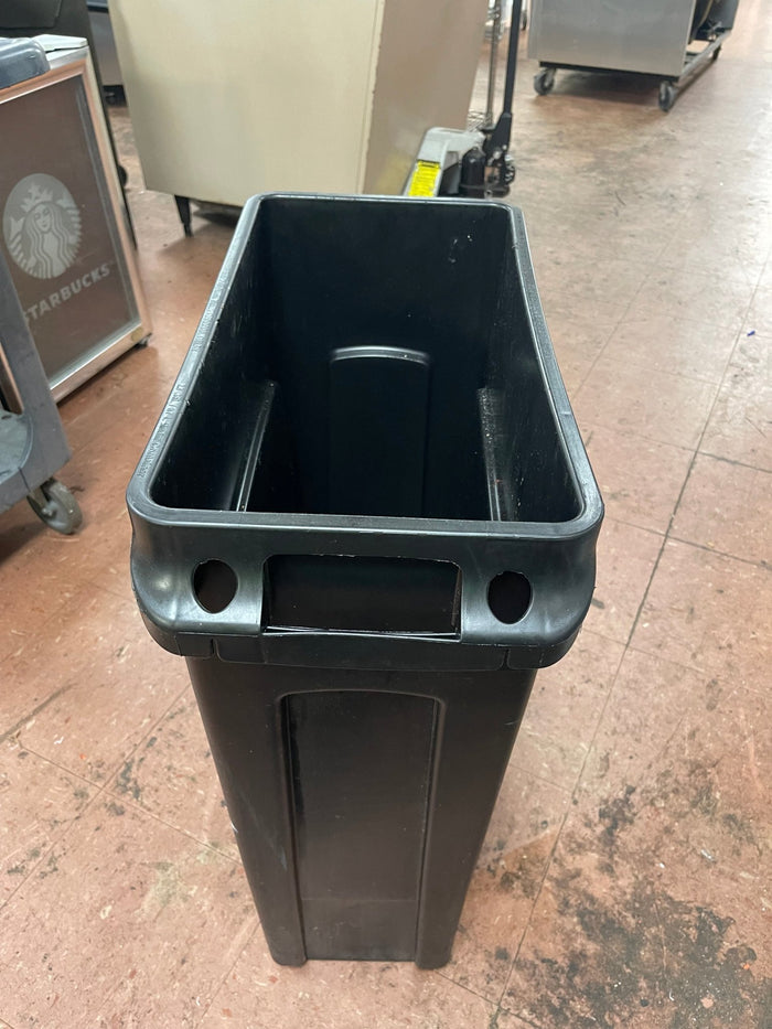 Used Rubbermaid 23 Gallon Slim Jim Black Rectangular Trash Can - Falcon Restaurant Supply - 3