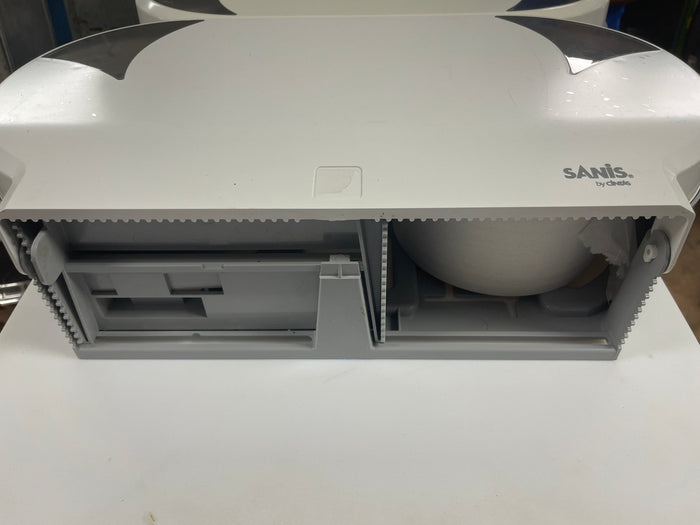 Used Sanis Traditional Double Roll Toilet Paper Dispenser Without Key - Coz - Falcon Restaurant Supply - 3