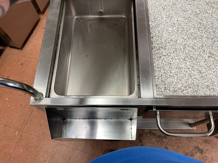 Used Stainless Steel Drink Serving Cart with Ice Bin, Drain and Caster Wheels - Falcon Restaurant Supply - 2