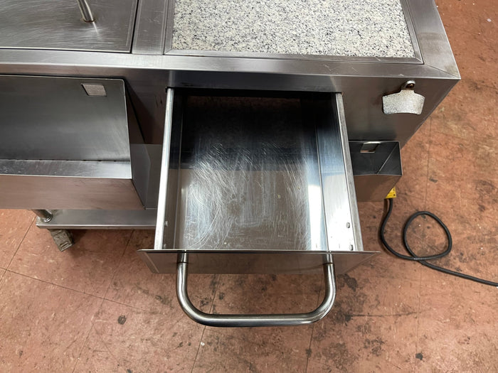 Used Stainless Steel Drink Serving Cart with Ice Bin, Drain and Caster Wheels - Falcon Restaurant Supply - 3