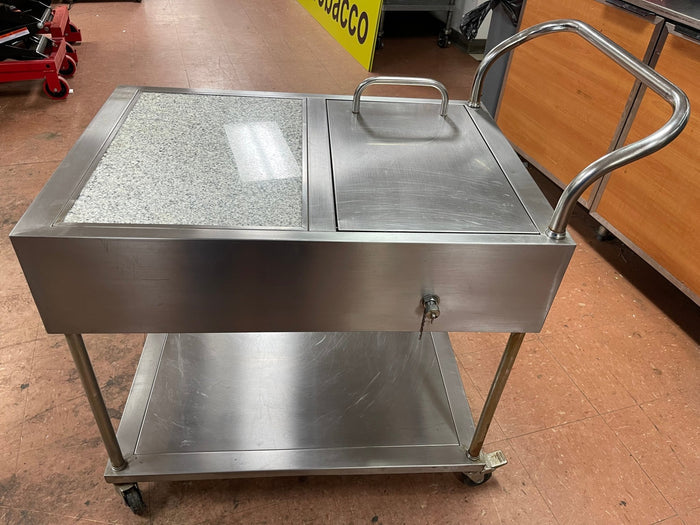 Used Stainless Steel Drink Serving Cart with Ice Bin, Drain and Caster Wheels - Falcon Restaurant Supply - 5