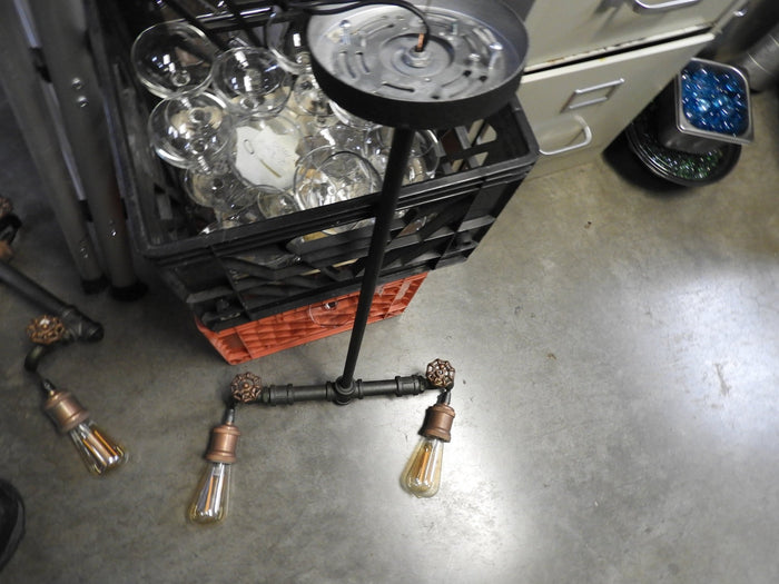 Used Steampunk Industrial Water Pipe and Spigot 2 LED Ceiling Light - Falcon Restaurant Supply - 1