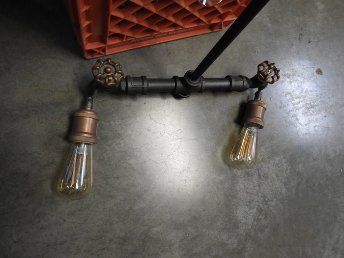 Used Steampunk Industrial Water Pipe and Spigot 2 LED Ceiling Light - Falcon Restaurant Supply - 3
