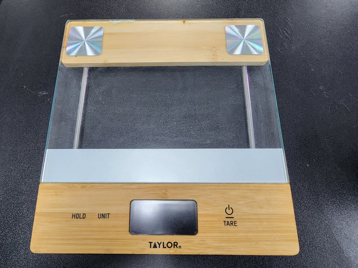 Used Taylor Digital Glass/Bamboo Household Kitchen Scale, 11 Pound Capacity, Natural - Falcon Restaurant Supply - 1