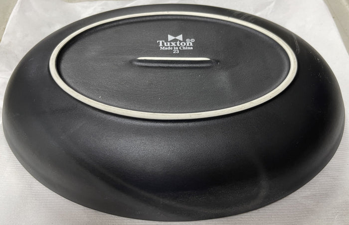 Used Tuxton TuxTrendz Zion Matte Black 35 oz. Embossed Oval China Bowl - WO1 - Falcon Restaurant Supply - 2