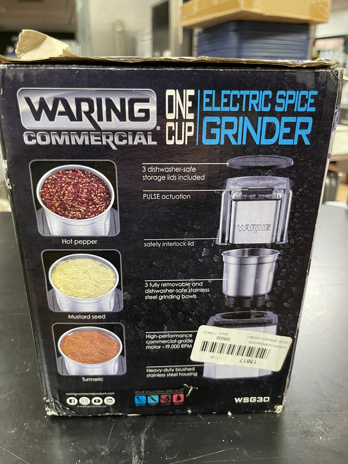 Used Waring WSG30 1.5 Cup Stainless Commercial Spice Grinder - 120V - TH2