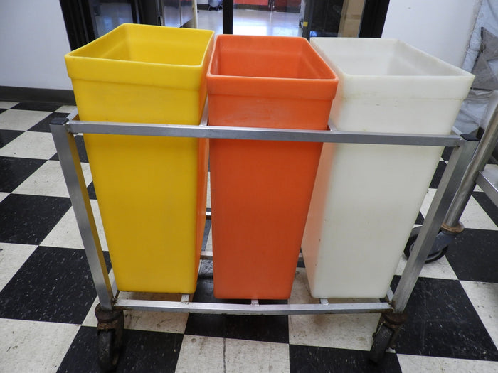 Used Winholt 148PIB 30 Gallon / 480 Cup Mobile Triple Ingredient Plastic Bins without Lids - Falcon Restaurant Supply - 6