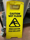 Used Yellow Plastic Folding Wet Floor Sign - Falcon Restaurant Supply - 1