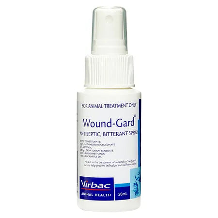 Virbac Wound-Gard Antiseptic Bitterant Spray bottle, 50ml, front label
