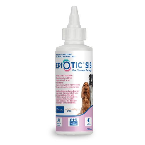 Virbac Epi-Otic SIS ear cleanser for dogs bottle, 500ml