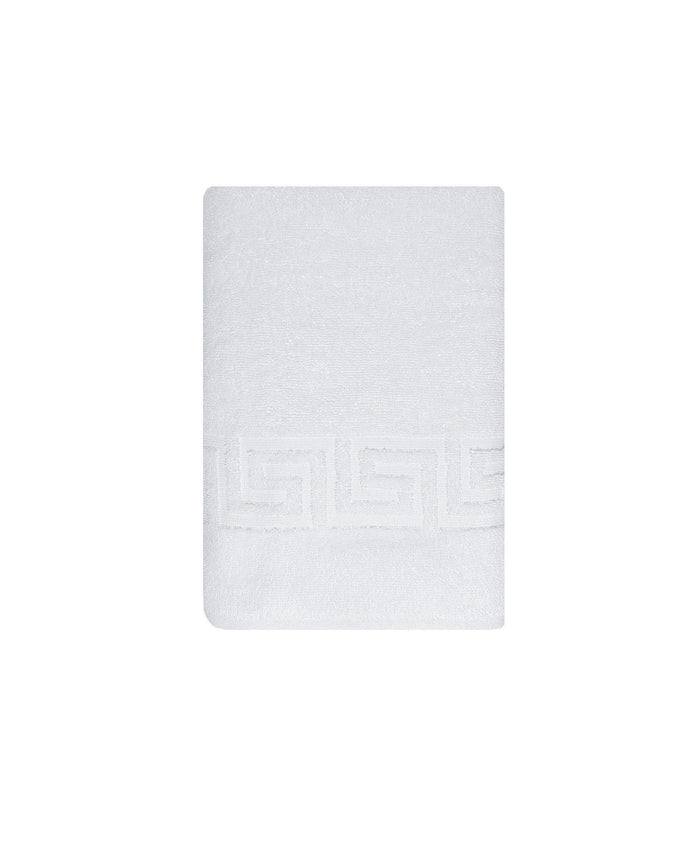 White Greek Key Turkish Cotton 27" X 54" Bath Towel