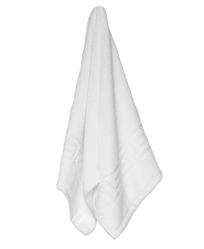 White Greek Key Turkish Cotton 30" X 16" Hand Towel